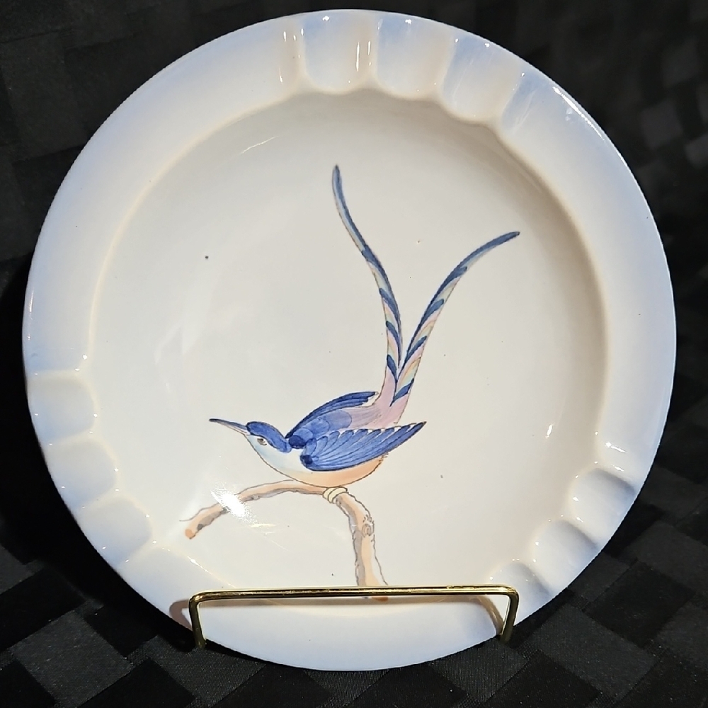 Royal Jubilee Holland Handpainted Bird of Paradise Ashtray/Trinket Dish
